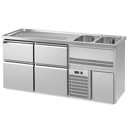 GGM Gastro Commercial Refrigerated Beer Counter PREMIUM PLUS- 1950x700mm - with 4 drawers