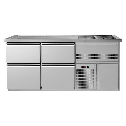 GGM Gastro Commercial Refrigerated Beer Counter PREMIUM PLUS- 1950x700mm - with 4 drawers