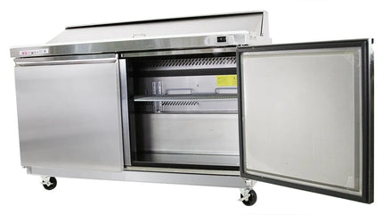 GGM Gastro Commercial Saladette Counter American Style PREMIUM - 1230mm - 396L - 2 doors - open top for 12 x GN 1/6 - incl. 12x GN 1/6 pans