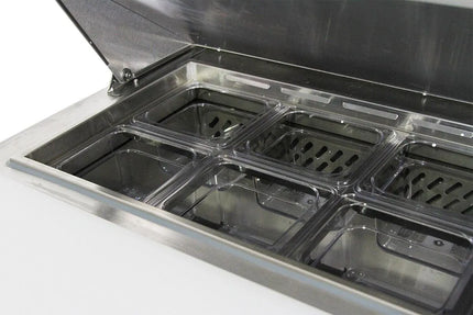 GGM Gastro Commercial Saladette Counter American Style PREMIUM - 1230mm - 396L - 2 doors - open top for 12 x GN 1/6 - incl. 12x GN 1/6 pans