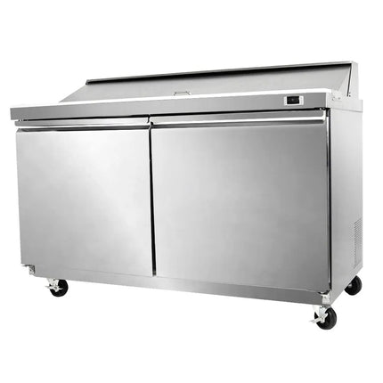 GGM Gastro Commercial Saladette Counter American Style PREMIUM - 1555mm - 1670L - 2 doors - open top for 16 x GN 1/6 & stainless steel hinged lid - incl. 16x GN 1/6 pans