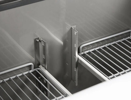 GGM Gastro Commercial Saladette Counter American Style PREMIUM - 1830mm - 1940L - 3 doors - open top for 18 x GN 1/6 & stainless steel hinged lid - incl. 18x GN 1/6 pans