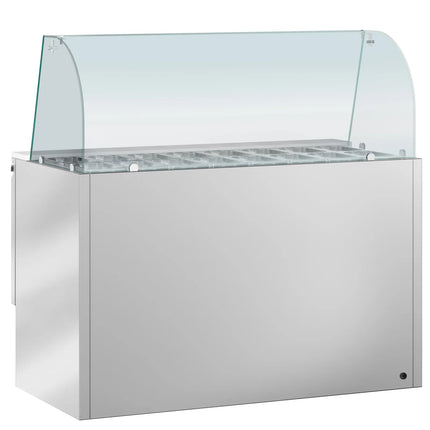 GGM Gastro Commercial Saladette Counter ECO - 1368mm - 368L - 3 doors - with glass canopy for 4 x GN 1/1