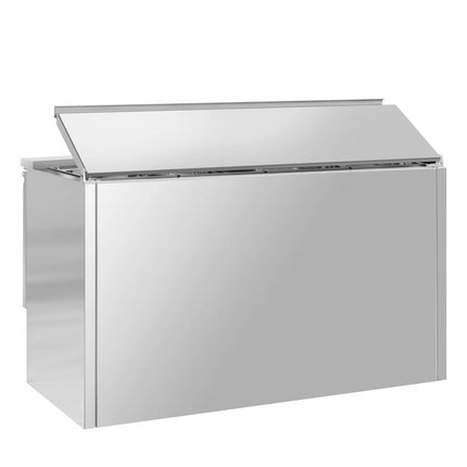 GGM Gastro Commercial Saladette Counter ECO - 1368mm - 368L - 3 glass doors - open top for 4 x GN 1/1 & stainless steel retractable lid