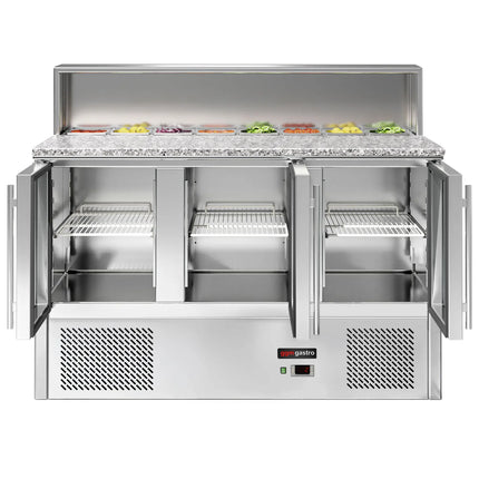 GGM Gastro Commercial Saladette Counter ECO - 1368mm - 402L - 3 glass doors - for 7 x GN 1/6