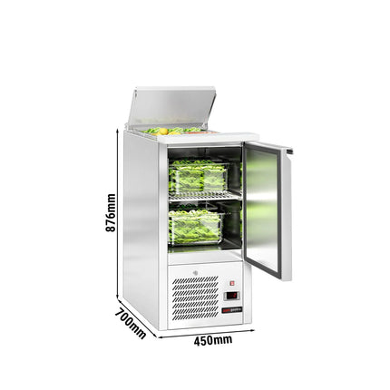 GGM Gastro Commercial Saladette Counter ECO - 450mm - 102L - 1 door - open top for 1 x GN 1/1 & stainless steel hinged lid