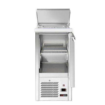GGM Gastro Commercial Saladette Counter ECO - 450mm - 102L - 1 door - open top for 1 x GN 1/1 & stainless steel hinged lid