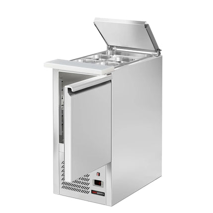 GGM Gastro Commercial Saladette Counter ECO - 450mm - 102L - 1 door - open top for 1 x GN 1/1 & stainless steel hinged lid