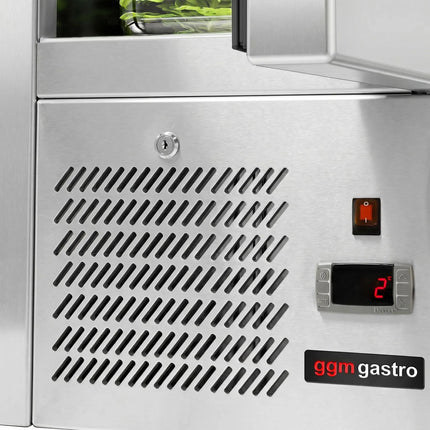 GGM Gastro Commercial Saladette Counter ECO - 450mm - 102L - 1 door - open top for 1 x GN 1/1 & stainless steel hinged lid