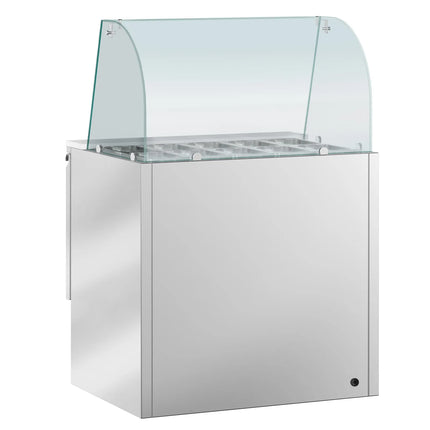 GGM Gastro Commercial Saladette Counter ECO - 900mm - 240L - 2 doors - with glass canopy for 2 x GN 1/1 & 3 x GN 1/6