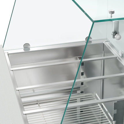 GGM Gastro Commercial Saladette Counter ECO - 900mm - 240L - 2 doors - with glass canopy for 2 x GN 1/1 & 3 x GN 1/6
