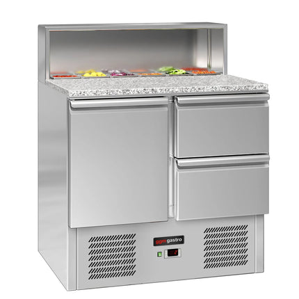 GGM Gastro Commercial Saladette Counter ECO - 903mm - 240L - 1 door & 2 drawers - with stainless steel hinged lid for 5 x GN 1/6