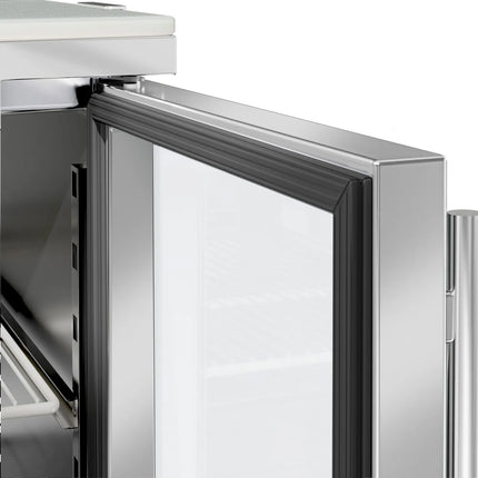 GGM Gastro Commercial Saladette Counter PREMIUM - 1365mm - 248L - 3 glass doors - open top for 7 x GN 1/3 & glass lid