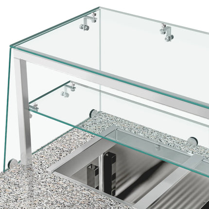 GGM Gastro Commercial Saladette Counter PREMIUM - 1515mm - 390L - 2 doors - with glass canopy for 4 x GN 1/1 & 1 shelf
