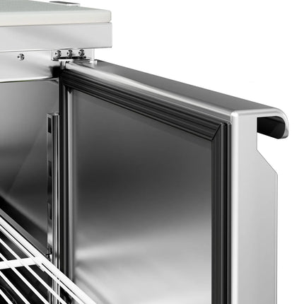 GGM Gastro Commercial Saladette Counter PREMIUM - 900mm - 159L - 2 doors - open top for 4 x GN 1/3 & glass lid