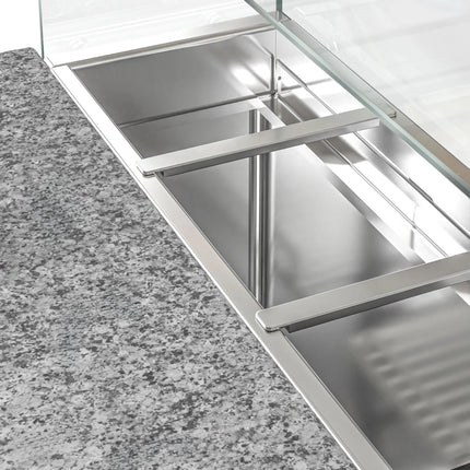 GGM Gastro Commercial Saladette Counter PREMIUM - 900mm - 240L - 2 glass doors - with square glass canopy for 5 x GN 1/6