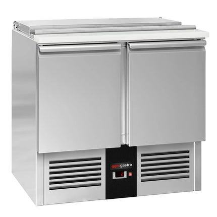 GGM Gastro Commercial Saladette Counter PREMIUM - 903mm - 240L - 2 doors - open top for 2 x GN 1/1 & 3 x GN 1/6 & stainless steel hinged lid - UK