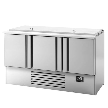 GGM Gastro Commercial Saladette Counter PREMIUM PLUS - 1460mm - 335L - 3 doors - open top for 9 x GN 1/3 & 6 x GN 1/6 & stainless steel hinged lid