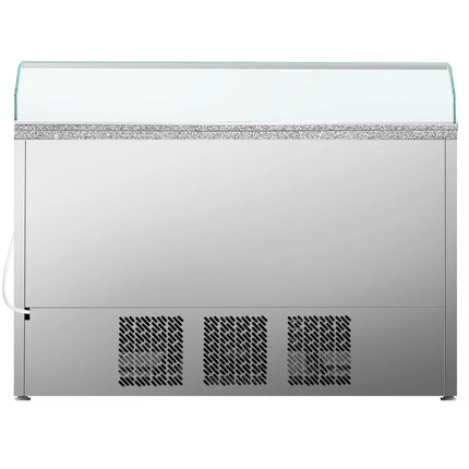 GGM Gastro Commercial Saladette Counter PREMIUM PLUS - 1460mm - 355L - 3 doors - with glass canopy for 8 x GN 1/6