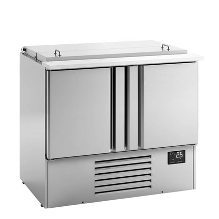 GGM Gastro Commercial Saladette Counter PREMIUM PLUS - 978mm - 230L - 2 doors - open top for 6 x GN 1/3 & 3 x GN 1/6 & stainless steel hinged lid