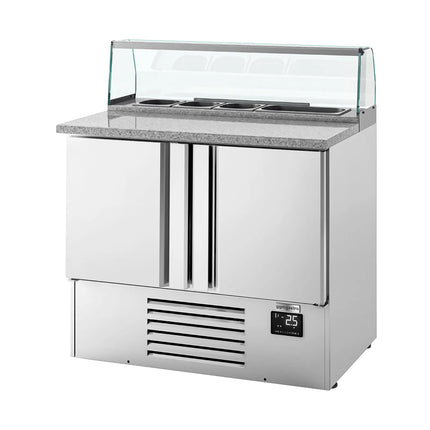 GGM Gastro Commercial Saladette Counter PREMIUM PLUS - 978mm - 230L - 2 doors - with glass canopy for 5 x GN 1/6