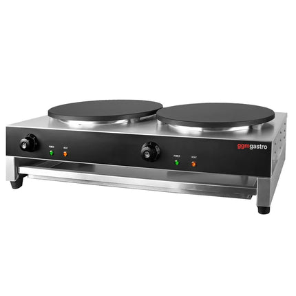 GGM Gastro Commercial Saladette Prep Counter - 1210x700mm - 1 Door & 2 Drawers - for 9x GN 1/6 - incl. Crepe maker with 2 plates & Wooden spatula