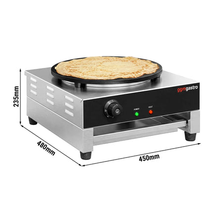 GGM Gastro Commercial Saladette Prep Counter - 1210x700mm - 1 Door & 2 Drawers - for 9x GN 1/6 - incl. Glass sneeze guard, Crêpe maker, Batter spreader & Wooden spatula