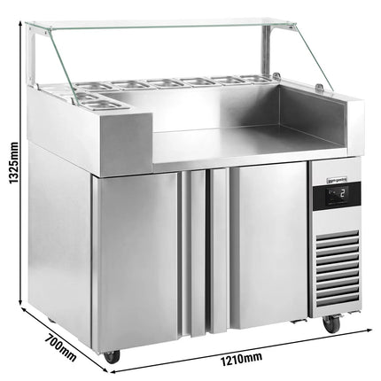 GGM Gastro Commercial Saladette Prep Counter - 1210x700mm - 2 Doors - for 9x GN 1/6