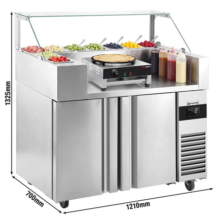 GGM Gastro Commercial Saladette Prep Counter - 1210x700mm - 2 Doors - for 9x GN 1/6