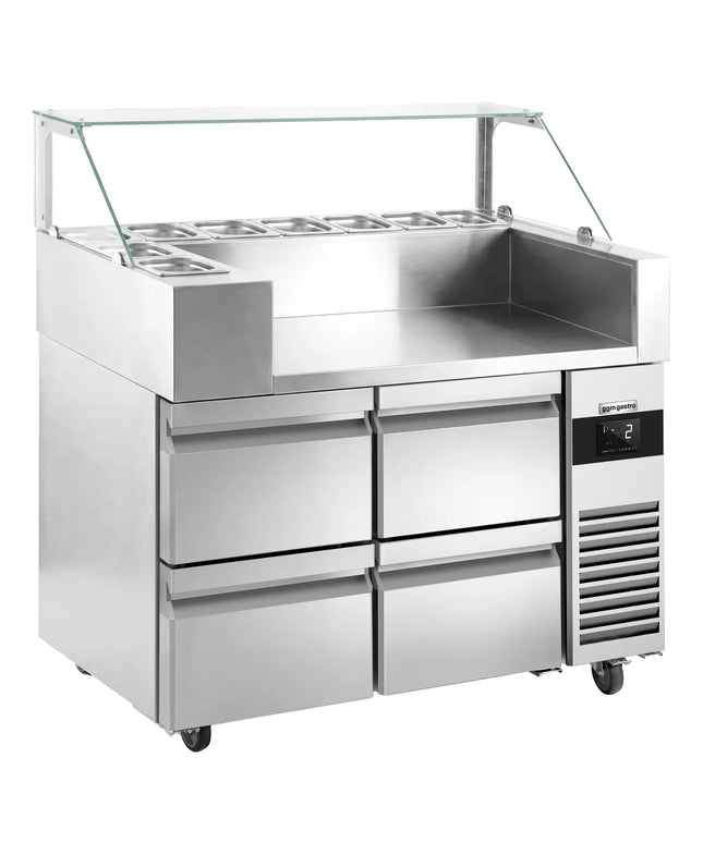 GGM Gastro Commercial Saladette Prep Counter - 1210x700mm - 4 Drawers - for 9x GN 1/6