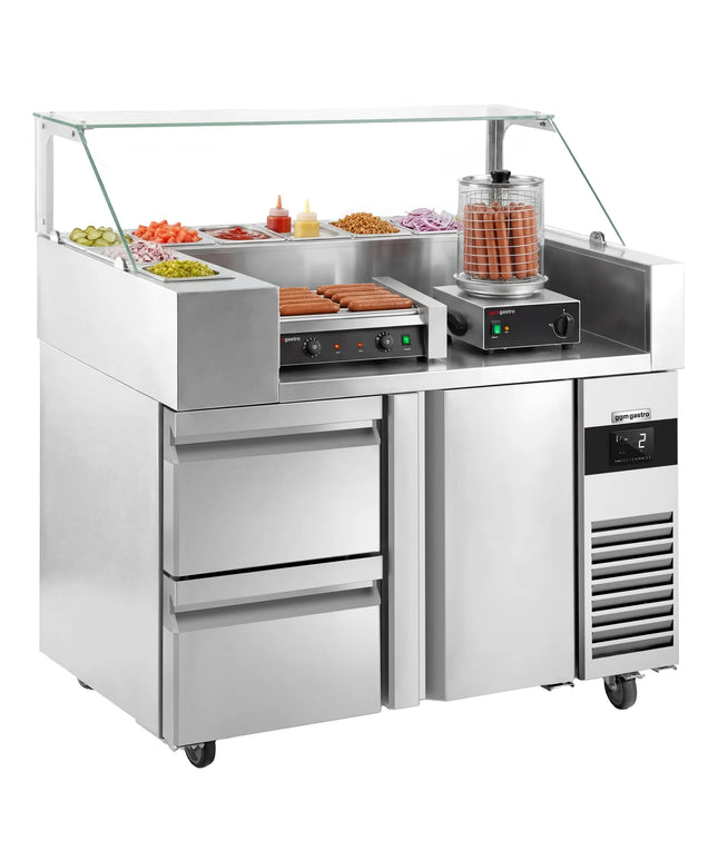 GGM Gastro Commercial Saladette Prep Counter - 1210x700mm - with 1 Door & 2 Drawers - for 9x GN 1/6