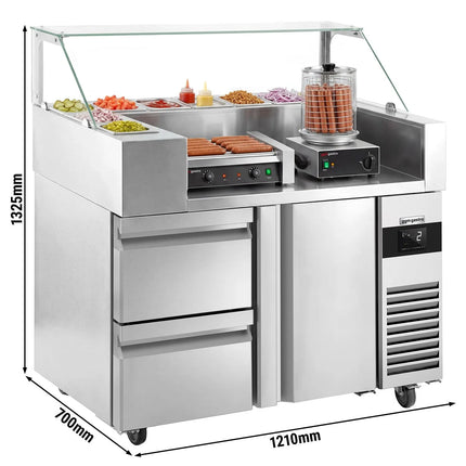 GGM Gastro Commercial Saladette Prep Counter - 1210x700mm - with 1 Door & 2 Drawers - for 9x GN 1/6