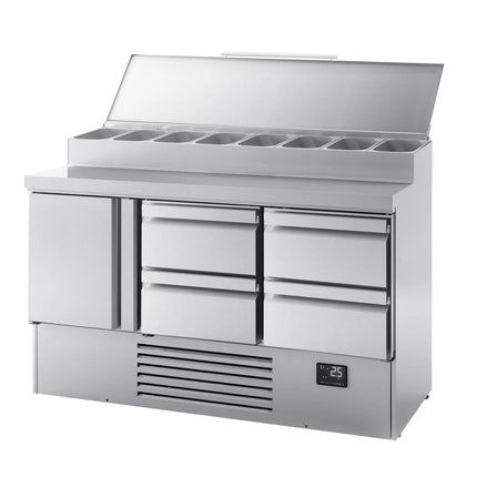 GGM Gastro Commercial Saladette Prep Counter - 1460x700mm - 1 Door & 4 Drawers - topper for 8x GN 1/4