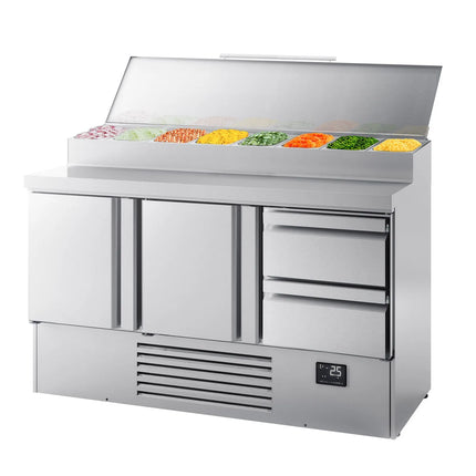 GGM Gastro Commercial Saladette Prep Counter - 1460x700mm - 2 Doors & 2 Drawers - for 8x GN 1/4