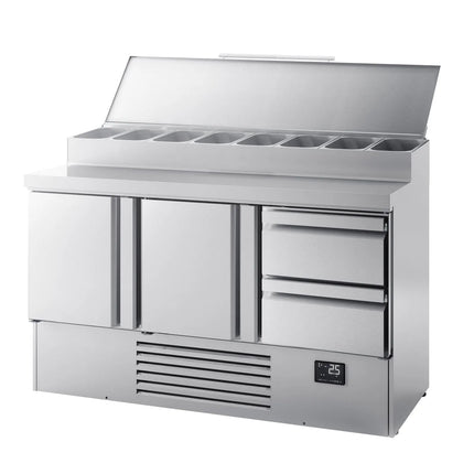 GGM Gastro Commercial Saladette Prep Counter - 1460x700mm - 2 Doors & 2 Drawers - for 8x GN 1/4