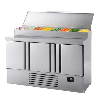 GGM Gastro Commercial Saladette Prep Counter - 1460x700mm - 3 Doors - topper for 8x GN 1/4