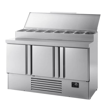 GGM Gastro Commercial Saladette Prep Counter - 1460x700mm - 3 Doors - topper for 8x GN 1/4