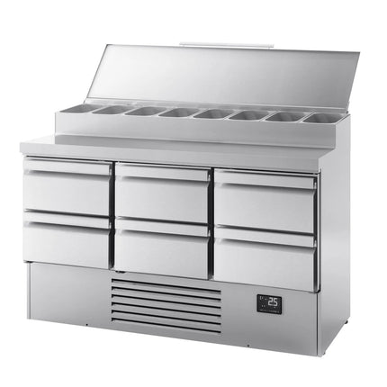 GGM Gastro Commercial Saladette Prep Counter - 1460x700mm - 6 Drawers - for 8x GN 1/4