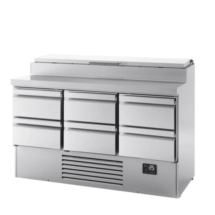 GGM Gastro Commercial Saladette Prep Counter - 1460x700mm - 6 Drawers - for 8x GN 1/4