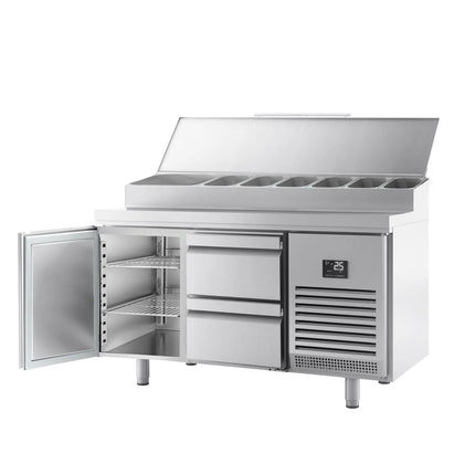 GGM Gastro Commercial Saladette Prep Counter - 1468x700mm - 1 Door & 2 Drawers - for 1x GN 1/2 & 6x GN 1/3