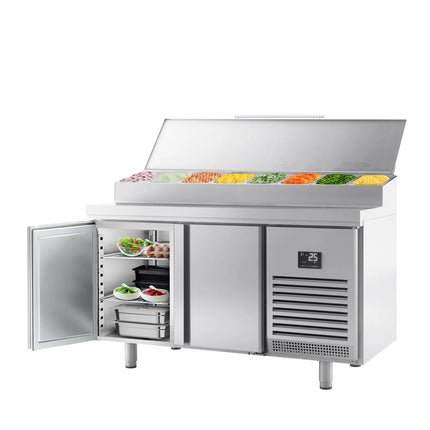 GGM Gastro Commercial Saladette Prep Counter - 1468x700mm - 2 Doors - for 1x GN 1/2 & 6x GN 1/3