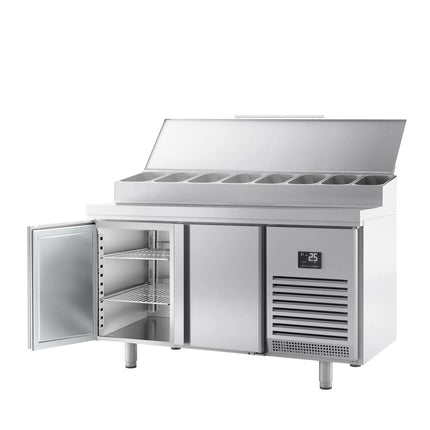 GGM Gastro Commercial Saladette Prep Counter - 1468x700mm - 2 Doors - for 1x GN 1/2 & 6x GN 1/3