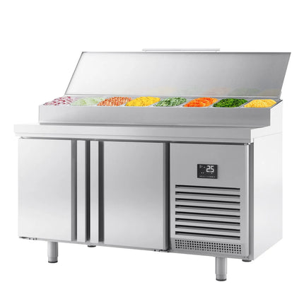 GGM Gastro Commercial Saladette Prep Counter - 1468x700mm - 2 Doors - for 1x GN 1/2 & 6x GN 1/3