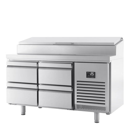 GGM Gastro Commercial Saladette Prep Counter - 1468x700mm - 4 Drawers - for 1x GN 1/2 & 6x GN 1/3
