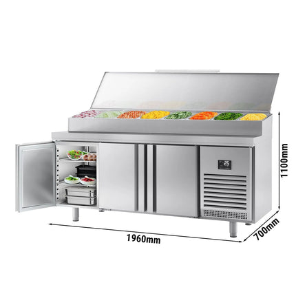 GGM Gastro Commercial Saladette Prep Counter - 1960x700mm - 3 Doors - for 1x GN 1/2 & 9x GN 1/3