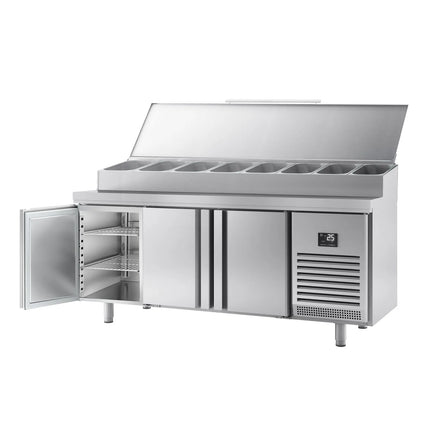 GGM Gastro Commercial Saladette Prep Counter - 1960x700mm - 3 Doors - for 1x GN 1/2 & 9x GN 1/3