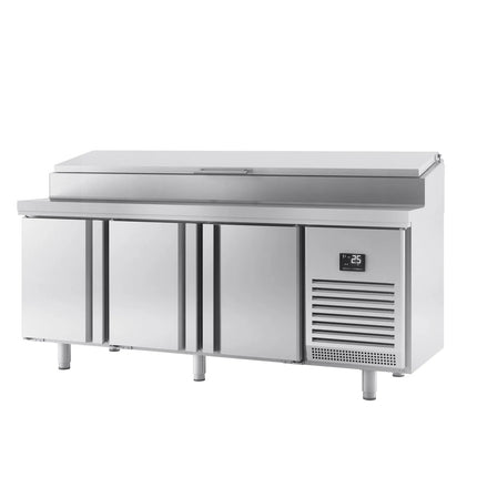 GGM Gastro Commercial Saladette Prep Counter - 1960x700mm - 3 Doors - for 1x GN 1/2 & 9x GN 1/3
