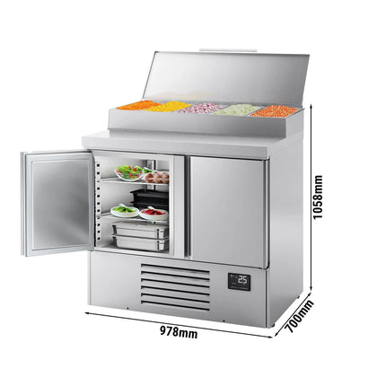 GGM Gastro Commercial Saladette Prep Counter - 978x700mm - 2 Doors - topper for 5x GN 1/4
