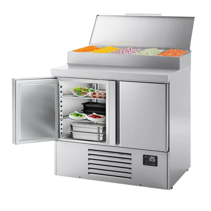 GGM Gastro Commercial Saladette Prep Counter - 978x700mm - 2 Doors - topper for 5x GN 1/4