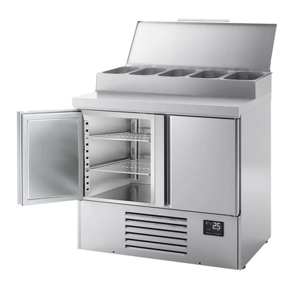 GGM Gastro Commercial Saladette Prep Counter - 978x700mm - 2 Doors - topper for 5x GN 1/4